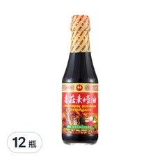 萬家香 香菇素蠔油, 玻璃瓶包裝, 嚴選台灣埔里香菇研磨粉, 純釀造工藝, 不添加化學醬油、焦糖色素、味精, 360g, 12瓶