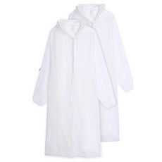 小明村長 EVA雨衣成人款透明白2件組,輕便耐用,時尚雨具, 透明白, 2件, 均碼