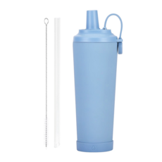 磁吸提手陶瓷內膽保溫珍奶隨行杯, 830ml 不鏽鋼+矽膠, 霧霾藍, 1個