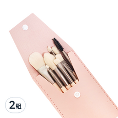 zznez 迷你化妝刷具組, 粉紅色, 刷具8支+刷具包, 2組