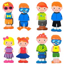 투칸 목욕놀이 스티커 드레스업 코디놀이 Dress Up, 혼합색상, 1개