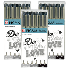 SAKURA 櫻花 PIGMA MICRON 筆格邁 櫻花Figma微米單調刻字套裝, 淺冷灰、冷灰、黑色, 3組