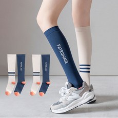 Edeline 雙色獨特色彩組合壓力運動及膝襪襪 2p, 海軍象牙, 1組
