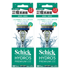 Schick 舒適牌 水次元5 Premium 敏感肌用 刮鬍刀刀把 Set, 含保濕凝膠,減少40%肌膚摩擦, 五刀片, 2組