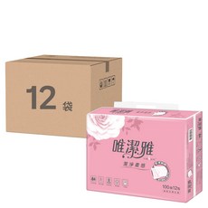 VIRJOY 唯潔雅 抽取式衛生紙 原生紙漿 100張, 12包, 12袋