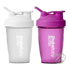 쉐이크베이비 보틀 쉐이커 2종 세트, 화이트 + 퍼플, 600ml, 1세트