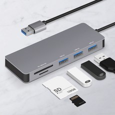 홈플래닛 USB-A 커넥터 5포트 멀티 허브 (USB3.0 3개 + SD + mSD) 120cm 케이블, HUB5A