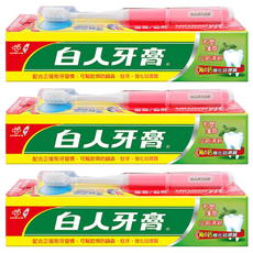T.KI 白人 牙膏+牙刷 Set, 堅固牙齒 保護牙齦 強化琺瑯質 預防蛀牙, 3組