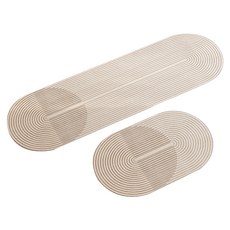 Mega 日式侘寂風防油PVC皮革廚房地墊套裝，雙面防滑，耐磨，5mm厚, 大 50 x 150cm + 小 40 x 60cm, 橢圓谷川, 1組