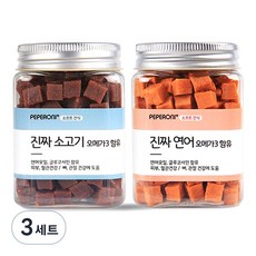 페페로니 오메가3 진짜 연어 + 진짜 소고기 강아지 간식, 180g, 3세트