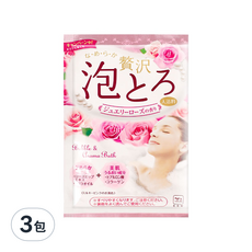 COW STYLE 牛乳石鹼 奢侈泡泡入浴劑 玫瑰香, 讓妳泡完肌膚水嫩嫩, 30g, 3包