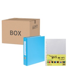 ECO Chungwoon 環保 D型A4活頁夾 Set 4入 天藍色 + 透明補充頁 Set 100入, 天空色, 1組