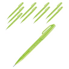 Pentel 飛龍文具 簽字筆毛筆, 淺綠色, 10個