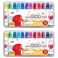 SKB 文明 12色可水洗彩色筆, 12色, 2盒