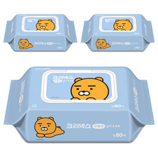 크리넥스 수앤수 카카오 라이언 물티슈 캡형, 3개 1개입, 3개
