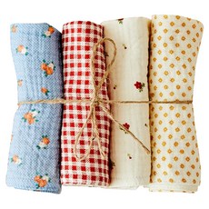 모던하우스 ON L 도톰한 4중지 살림 거즈행주 4종 세트 레드, 1세트 1세트