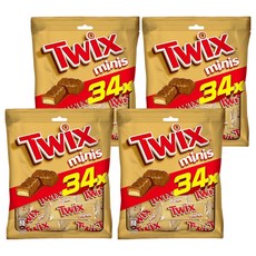 Twix 特趣 迷你焦糖夾心巧克力樂享包, 酥脆餅乾 濃郁焦糖 香濃牛奶巧克力, 340g, 4袋