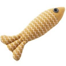 Pickypicks Cat 貓薄荷靠墊魚附件填充玩具, 1個, 黃色