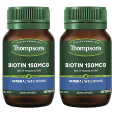Thompson's 生物營養素，每片含生物素150mcg，100片，膳食補充劑, 100顆, 2瓶
