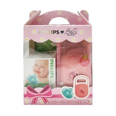 PHILIPS 飛利浦4號香草奶嘴 + Baby Garden安撫奶嘴收納盒套裝，醫療級矽膠材質，不含乳膠塑化劑雙酚A, 0~3個月, 小紅象, 1組