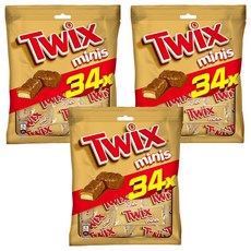 Twix 特趣 迷你焦糖夾心巧克力樂享包, 酥脆餅乾 濃郁焦糖 香濃牛奶巧克力, 340g, 3袋