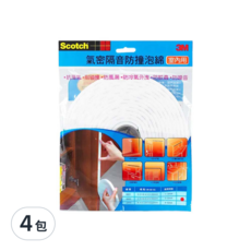 3M Scotch 氣密隔音防撞泡棉, 適用室內, 防撞/防塵/防蚊蟲/防噪音, 4包