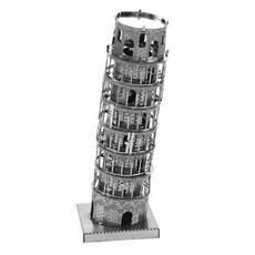 3D立體微型雕塑拼圖 比薩斜塔 Set，精密雷射切割高品質金屬模型，雙面鏡面不鏽鋼，14歲以上適用, 1片, 1個
