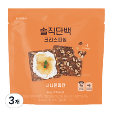 뉴트리그램 솔직단백 단백질 크리스피칩 시나몬피칸, 40g, 3개