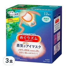 Kao 花王 MegRhythm 美舒律 蒸氣眼罩 12片, 舒緩疲勞, 任何姿勢都服貼, 3盒