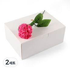 피크닉앤패키지 선물상자 소 5p + 카네이션 조화꽃 5p + 스티커 10p, 화이트(선물상자), 핑크(조화), 2세트