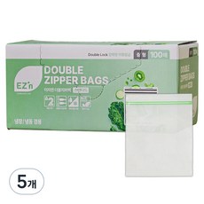 EZn이지엔 스탠다드 더블지퍼백 냉장 냉동 겸용, 중(M), 100개입, 5개