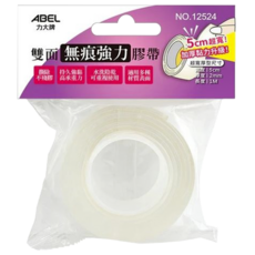 ABEL 力大牌 雙面無痕強力膠帶加寬厚型 5cm 1M - 無痕不殘膠、可水洗重複使用, 1捲