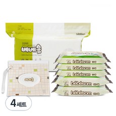 베베솜 우리아기 안심 순면 건티슈 휴대형 10매입 x 3개 + 20매입 x 2개 + 리필형 100매입 + 지퍼백 세트, 4세트