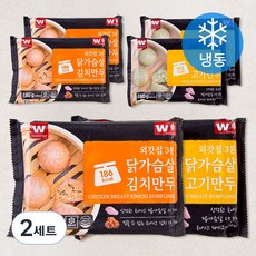 외갓집 3분 닭가슴살 고기만두 180g x 3개 + 김치만두 180g x 3개 세트 (냉동), 2세트