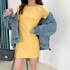 피어니스트 반팔 미니 저지 원피스