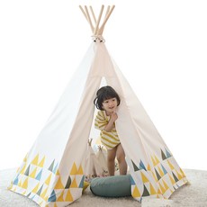 LOOKA 유아동 인디언 놀이 텐트 + LED 등 세트, 리틀스칸디