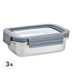 코렐코디네이츠 스텐 밀폐용기 직사각 중 600ml, 3개, 단품