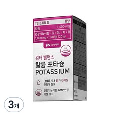 JW중외제약 워터 밸런스 칼륨 포타슘 120g, 120정, 3개