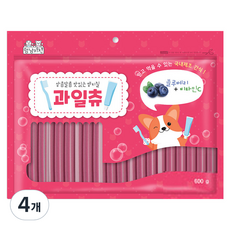  멍냥키친 상큼달콤 맛있는 양치질 과일츄 강아지 덴탈껌 600g, 블루베리 + 비타민C, 4개 
