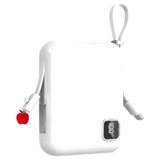 HONG JIN 宏晉 自帶線行動電源 10000mAh USB-C/Lightning, HJ-MINI SP, 白色