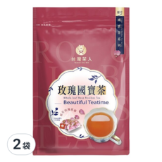 台灣茶人 南非紅國寶茶 原片玫瑰，天然零咖啡因，促進腸道蠕動 養顏美容，10包入, 2.2g, 10包, 2袋