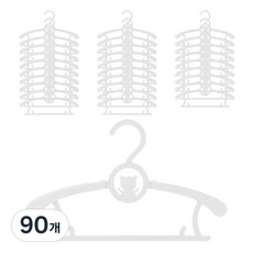 아이끌레 곰돌이 길이 조절 옷걸이, 화이트, 90개