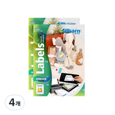 올바른 잉크젯용 원형 방수 흰색 라벨지 AL412PI 25p, 12칸, 4세트