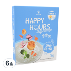 HAPPY HOURS 寶寶粥套裝, 100%無添加, 鮮貝吻仔魚, 300g, 6盒