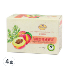 Magnet 曼寧 有機蜜桃國寶茶 40公克 (2公克x20茶包), 無咖啡因, 清甜蘋果與水蜜桃香, 2g, 20包, 4盒