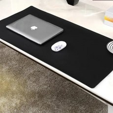 德利生活 高質感防潑水皮革辦公桌墊, 60x30cm / 80x40cm, 80 x 40cm, 黑色