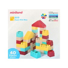 Miniland ECO大尺寸軟積木組40入, 不同顏色形狀積木組, 培養圖形創意與美感設計, 訓練耐心與專注力, 1組