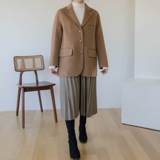 레코브 여성용 싱글 숏 핸드메이드 코트