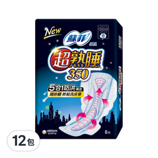 SOFY 蘇菲 超熟睡 細緻棉柔衛生棉, 35cm, 8片, 12包