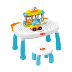 fisher-price 費雪 積木遊戲學習桌 Set, 多功能積木桌 大顆粒積木桌面, 1組